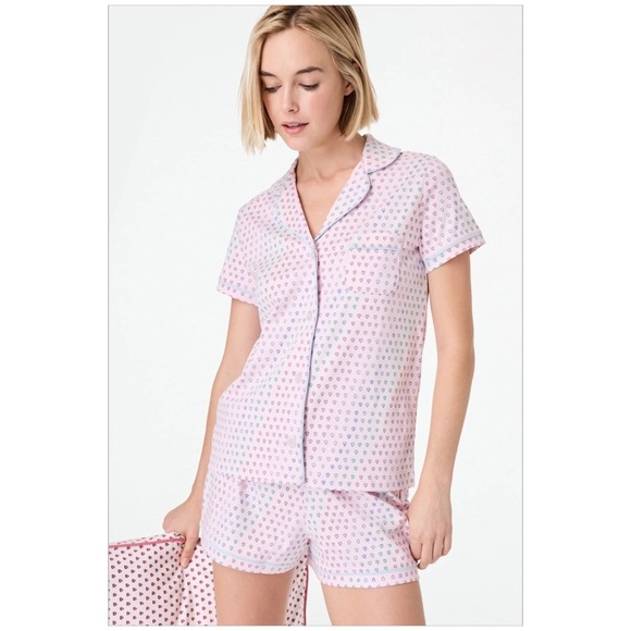 Roller Rabbit Disco Hearts LILAC Polo Pajamas Size Small - Picture 1 of 3